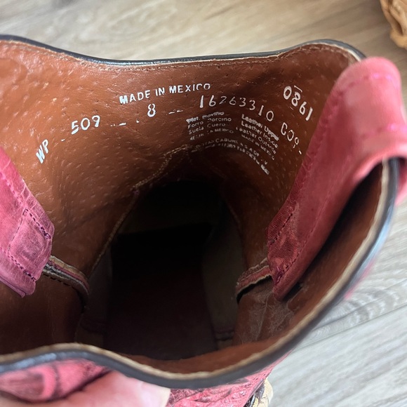 Eight Second Angel Angelica Rose Embossed Fringe Heel Leather Cowgirl Boots - Picture 7 of 7